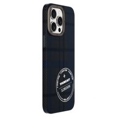 Apple iPhone 15 Pro Kılıf Ekose Desenli Youngkit Gezhi Serisi Kılıf Mavi 
