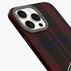 Apple iPhone 15 Pro Max Kılıf Ekose Desenli Youngkit Gezhi Serisi Kılıf Kırmızı 
