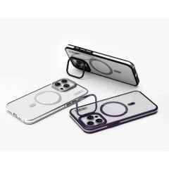 Apple iPhone 15 Pro Max Kılıf M-safe Şarj Özellikli Sararma Önleyici Youngkit Crystal Grid Kılıf