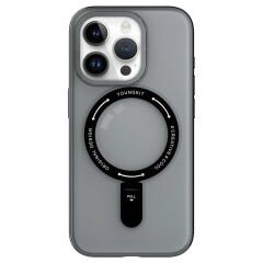 Apple iPhone 15 Pro Max Kılıf M-safe Şarj Özellikli Youngkit Rock Serisi Kılıf Siyah