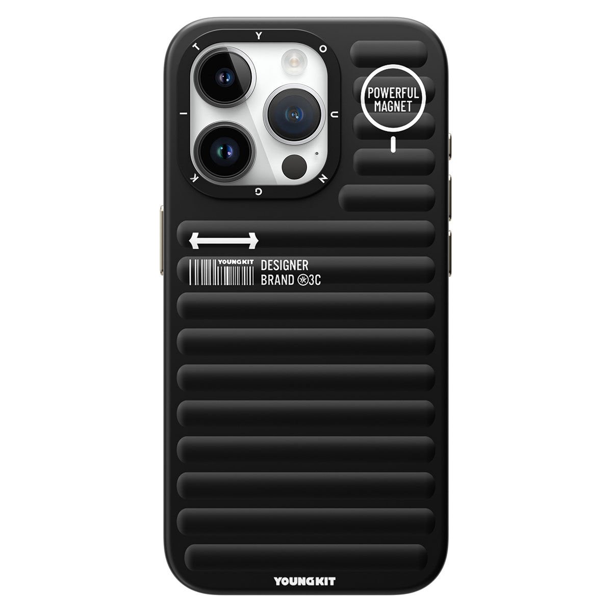 Apple iPhone 15 Pro Max Kılıf Mat Renkli Tasarım YoungKit Original Serisi Kılıf Siyah