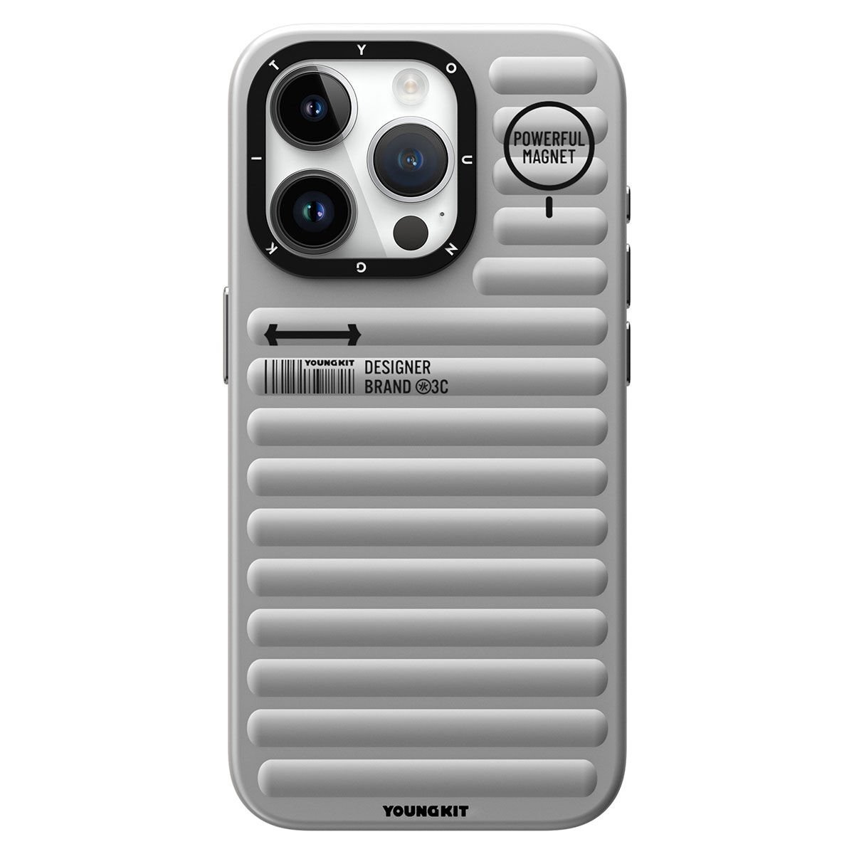 Apple iPhone 15 Pro Max Kılıf Mat Renkli Tasarım YoungKit Original Serisi Kılıf Gümüş