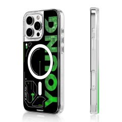 Apple iPhone 16 Pro Kılıf M-safe Şarj Özellikli Airbagli Çift Katmanlı Youngkit Future Streamer Serisi Kılıf Yeşil