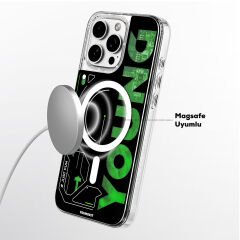 Apple iPhone 16 Pro Kılıf M-safe Şarj Özellikli Airbagli Çift Katmanlı Youngkit Future Streamer Serisi Kılıf Yeşil