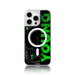 Apple iPhone 16 Pro Kılıf M-safe Şarj Özellikli Airbagli Çift Katmanlı Youngkit Future Streamer Serisi Kılıf Yeşil