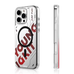 Apple iPhone 16 Pro Kılıf M-safe Şarj Özellikli Airbagli Çift Katmanlı Youngkit Future Streamer Serisi Kılıf Kırmızı 