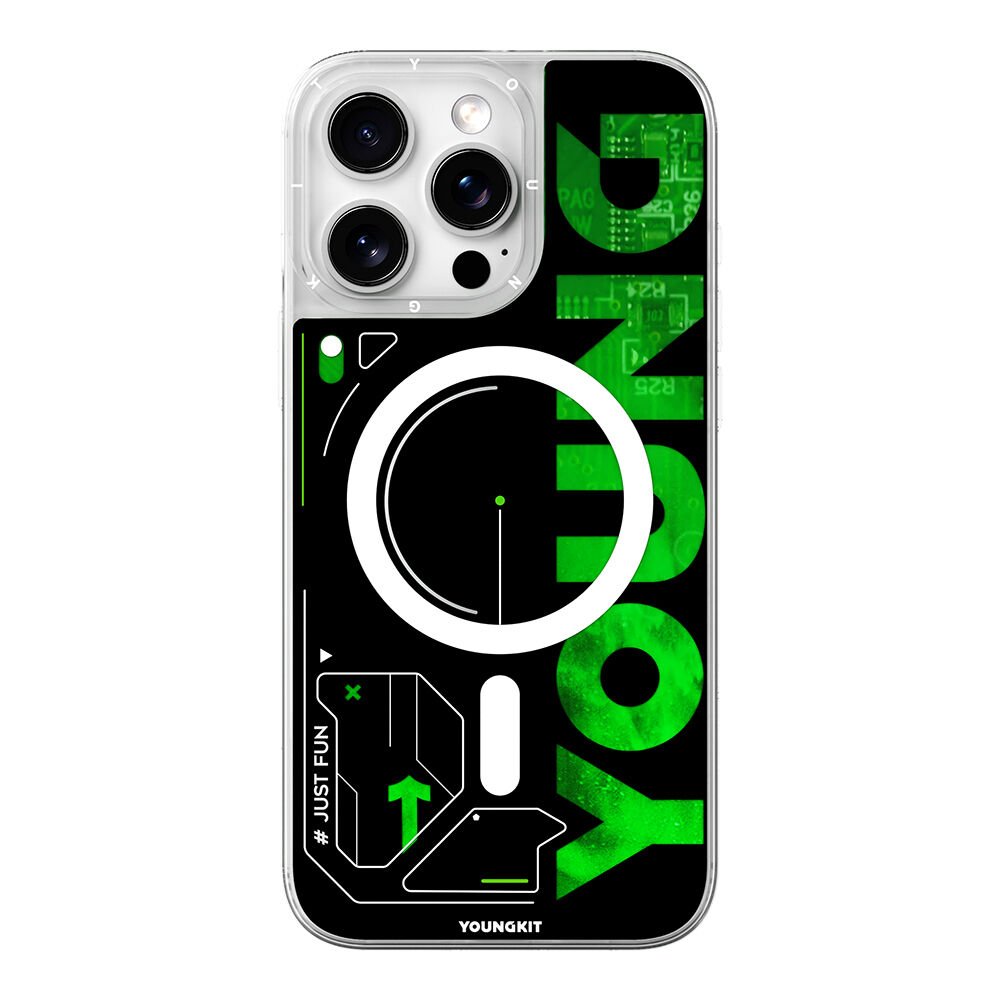 Apple iPhone 16 Pro Max Kılıf M-safe Şarj Özellikli Airbagli Çift Katmanlı Youngkit Future Streamer Serisi Kılıf Yeşil