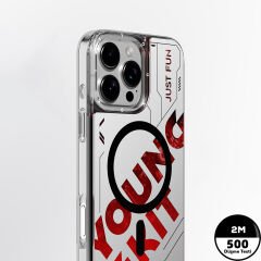 Apple iPhone 16 Pro Max Kılıf M-safe Şarj Özellikli Airbagli Çift Katmanlı Youngkit Future Streamer Serisi Kılıf Kırmızı 