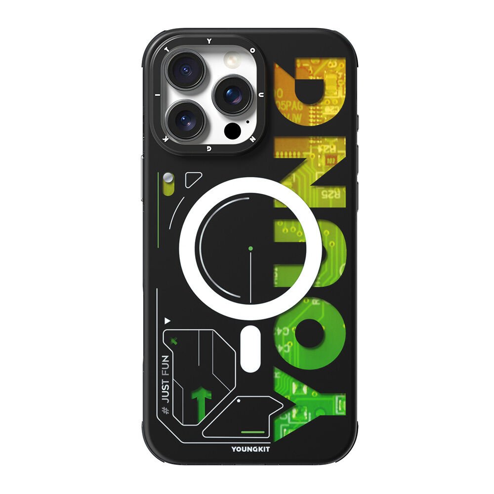 Apple iPhone 16 Pro Max Kılıf M-safe Şarj Özellikli Airbagli Çift Katmanlı Youngkit Future Serisi Kılıf Yeşil
