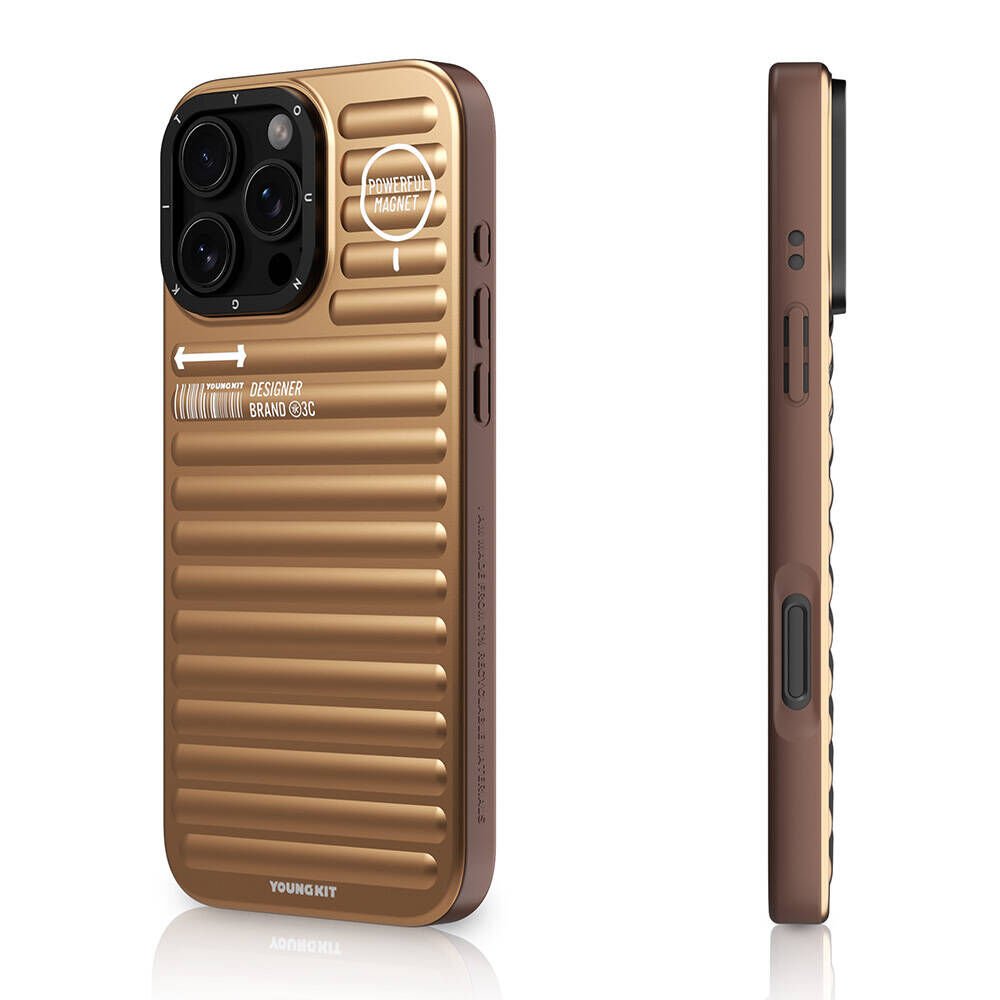 Apple iPhone 16 Pro Max M-safe Şarj Özellikli Kılıf Mat Renkli Tasarım Youngkit Original Serisi Kılıf Gold