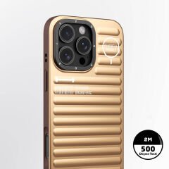 Apple iPhone 16 Pro Max M-safe Şarj Özellikli Kılıf Mat Renkli Tasarım Youngkit Original Serisi Kılıf Gold