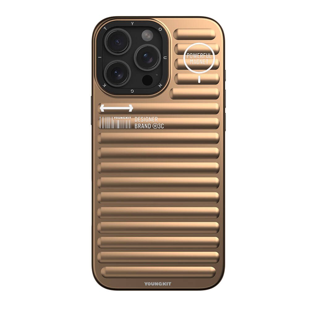 Apple iPhone 16 Pro M-safe Şarj Özellikli Kılıf Mat Renkli Tasarım Youngkit Original Serisi Kılıf Gold