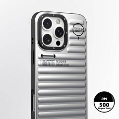 Apple iPhone 16 Pro M-safe Şarj Özellikli Kılıf Mat Renkli Tasarım Youngkit Original Serisi Kılıf Gümüş