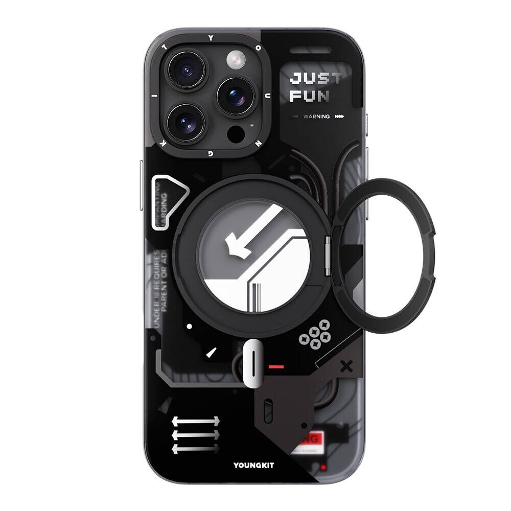 Apple iPhone 16 Pro Max Kılıf M-safe Şarj Özellikli Youngkit 360° Standlı Starship Serisi Kılıf