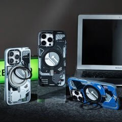 Apple iPhone 16 Pro Max Kılıf M-safe Şarj Özellikli Youngkit 360° Standlı Starship Serisi Kılıf