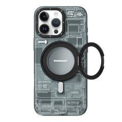 Apple iPhone 16 Pro Kılıf M-safe Şarj Özellikli Youngkit 360° Standlı Technology Serisi Kılıf