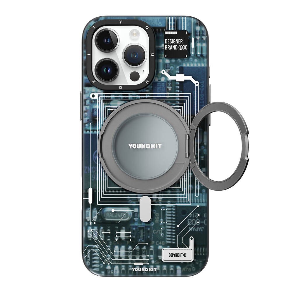 Apple iPhone 16 Pro Max Kılıf M-safe Şarj Özellikli Youngkit 360° Standlı Technology Serisi Kılıf