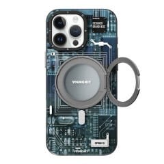 Apple iPhone 16 Pro Max Kılıf M-safe Şarj Özellikli Youngkit 360° Standlı Technology Serisi Kılıf
