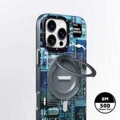 Apple iPhone 16 Pro Max Kılıf M-safe Şarj Özellikli Youngkit 360° Standlı Technology Serisi Kılıf
