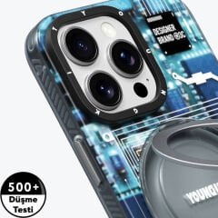 Apple iPhone 16 Pro Max Kılıf M-safe Şarj Özellikli Youngkit 360° Standlı Technology Serisi Kılıf