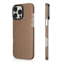 Apple iPhone 16 Pro Max Kılıf M-safe Şarj Özellikli Aramid Fiber Youngkit 1500D Kevlar Extreme Wing Titanyum-Gold Serisi Kılıf