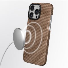 Apple iPhone 16 Pro Kılıf M-safe Şarj Özellikli Aramid Fiber Youngkit 1500D Kevlar Extreme Wing Titanyum-Gold Serisi Kılıf