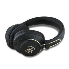 Guess Orjinal Lisanslı PU 4G Desenli Büyük Metal Logolu Kulak Üstü Bluetooth Kulaklık Siyah