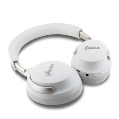 Guess Orjinal Lisanslı ANC/ENC Özellikli Metal Yazı Logolu Script Serisi Kulak Üstü Bluetooth Kulaklık v5.4 Beyaz 