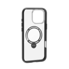 Apple iPhone 16 Pro Kılıf M-safe Şarj Özellikli Raptic AirJoy Serisi 360 Derece Dönebilen Standlı Kılıf Siyah