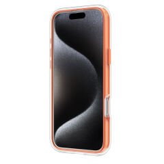 Apple iPhone 16 Pro Kılıf M-safe Şarj Özellikli Raptic AirJoy Serisi 360 Derece Dönebilen Standlı Kılıf Turuncu
