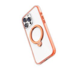 Apple iPhone 16 Pro Kılıf M-safe Şarj Özellikli Raptic AirJoy Serisi 360 Derece Dönebilen Standlı Kılıf Turuncu