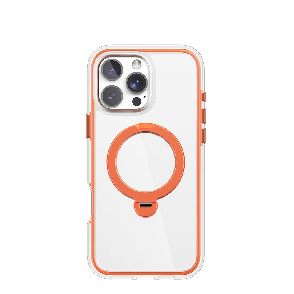 Apple iPhone 16 Pro Kılıf M-safe Şarj Özellikli Raptic AirJoy Serisi 360 Derece Dönebilen Standlı Kılıf Turuncu