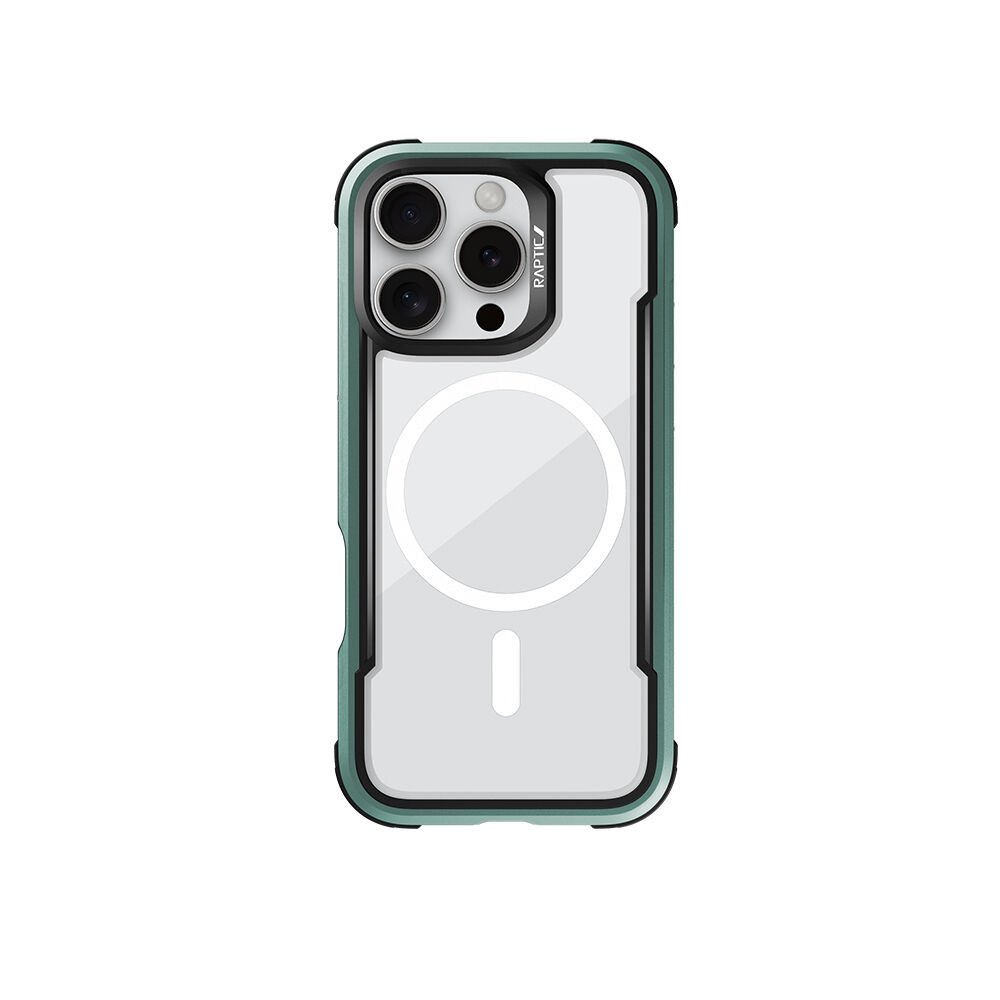 Apple iPhone 16 Pro Kılıf M-safe Şarj Özellikli Airbagli Raptic Shield Serisi Şeffaf Arka Yüzey Kılıf Yeşil