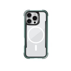 Apple iPhone 16 Pro Kılıf M-safe Şarj Özellikli Airbagli Raptic Shield Serisi Şeffaf Arka Yüzey Kılıf Yeşil