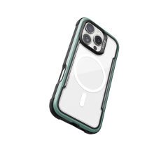 Apple iPhone 16 Pro Kılıf M-safe Şarj Özellikli Airbagli Raptic Shield Serisi Şeffaf Arka Yüzey Kılıf Yeşil