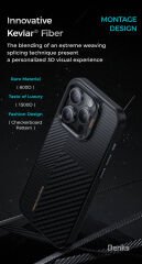 Apple iPhone 15 Pro Max Kılıf M-safe Şarj Özellikli Karbon Fiber Benks Montage Hybrid ArmorPro Kevlar Kılıf