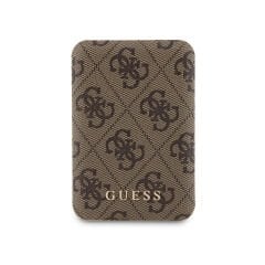 Guess Orjinal Lisanslı Dijital Led Göstergeli PU Deri 4G Desenli Metal Yazı Logolu Powerbank 5000mAh 15W