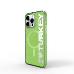 Apple iPhone 15 Pro Kılıf M-safe Şarj Özellikli I Love Turkey Yazı Desenli Wiwu Turkey E Serisi Kılıf
