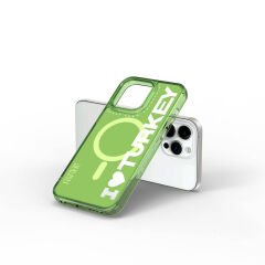 Apple iPhone 15 Pro Kılıf M-safe Şarj Özellikli I Love Turkey Yazı Desenli Wiwu Turkey E Serisi Kılıf