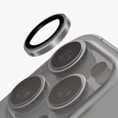 Uniq iPhone 16 Pro Max Optix Çelik Çerçeveli Sapphire Kamera Lens Koruyucu - Siyah