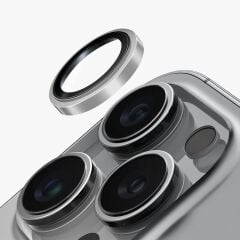 Uniq iPhone 16 Pro Max Optix Çelik Çerçeveli Sapphire Kamera Lens Koruyucu - Siyah