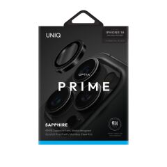 Uniq iPhone 16 Pro Max Optix Çelik Çerçeveli Sapphire Kamera Lens Koruyucu - Siyah Siyah