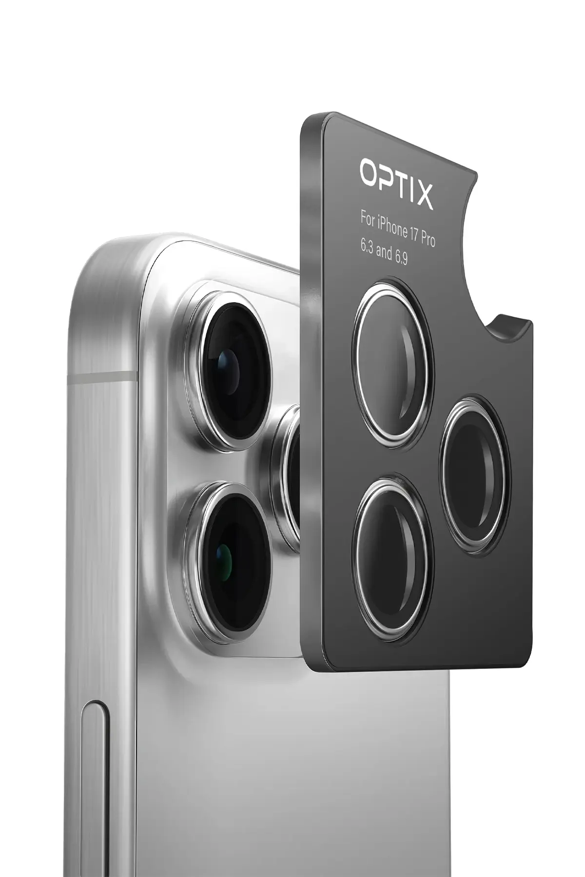 Uniq iPhone 17 Pro / 17 Pro Max Optix Çelik Çerçeveli Sapphire Kamera Lens Koruyucu Gümüş