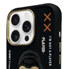 iPhone 16 Pro 3D Gerçek Nakış İşlemeli Kabartmalı Gözlük Fermuar Mont Gorilla Detaylı Cool Cute 2.0 Silikon Kılıf