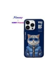 Nimmy iPhone 16 Pro Max Uyumlu 3D Gözlük Fermuar Kedi Detaylı Nakış İşlemeli Kabartmalı Cool Cute Kılıf