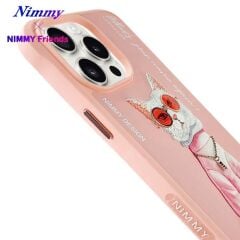 iPhone 15 Pro Max 3D Gerçek Nakış İşleme Kabartmalı Beyaz Kedi Zincir Gözlük Detaylı Cool Glasses Silikon Kılıf