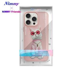 iPhone 15 Pro Max 3D Gerçek Nakış İşleme Kabartmalı Beyaz Kedi Zincir Gözlük Detaylı Cool Glasses Silikon Kılıf