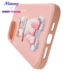 iPhone 15 Pro Max 3D Gerçek Nakış İşleme Kabartmalı Beyaz Kedi Zincir Gözlük Detaylı Cool Glasses Silikon Kılıf