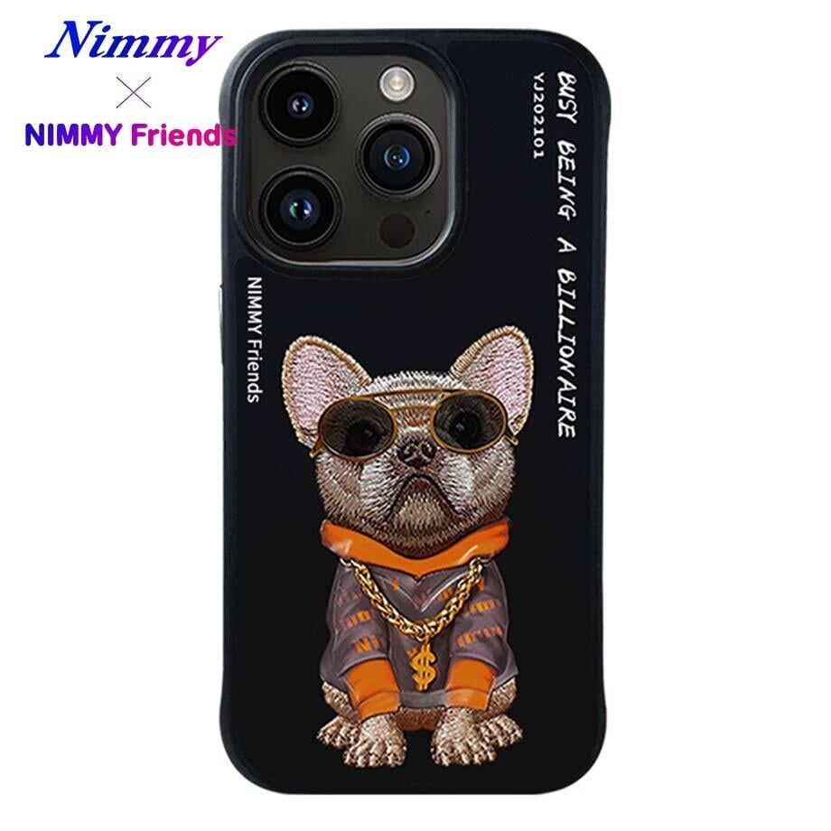 iPhone 15 Pro Max 3D Gerçek Nakış İşleme Kabartmalı Köpek Zincir Gözlük Detaylı Cool Glasses Silikon Kılıf