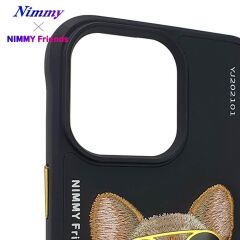 iPhone 15 Pro Max 3D Gerçek Nakış İşleme Kabartmalı Köpek Zincir Gözlük Detaylı Cool Glasses Silikon Kılıf